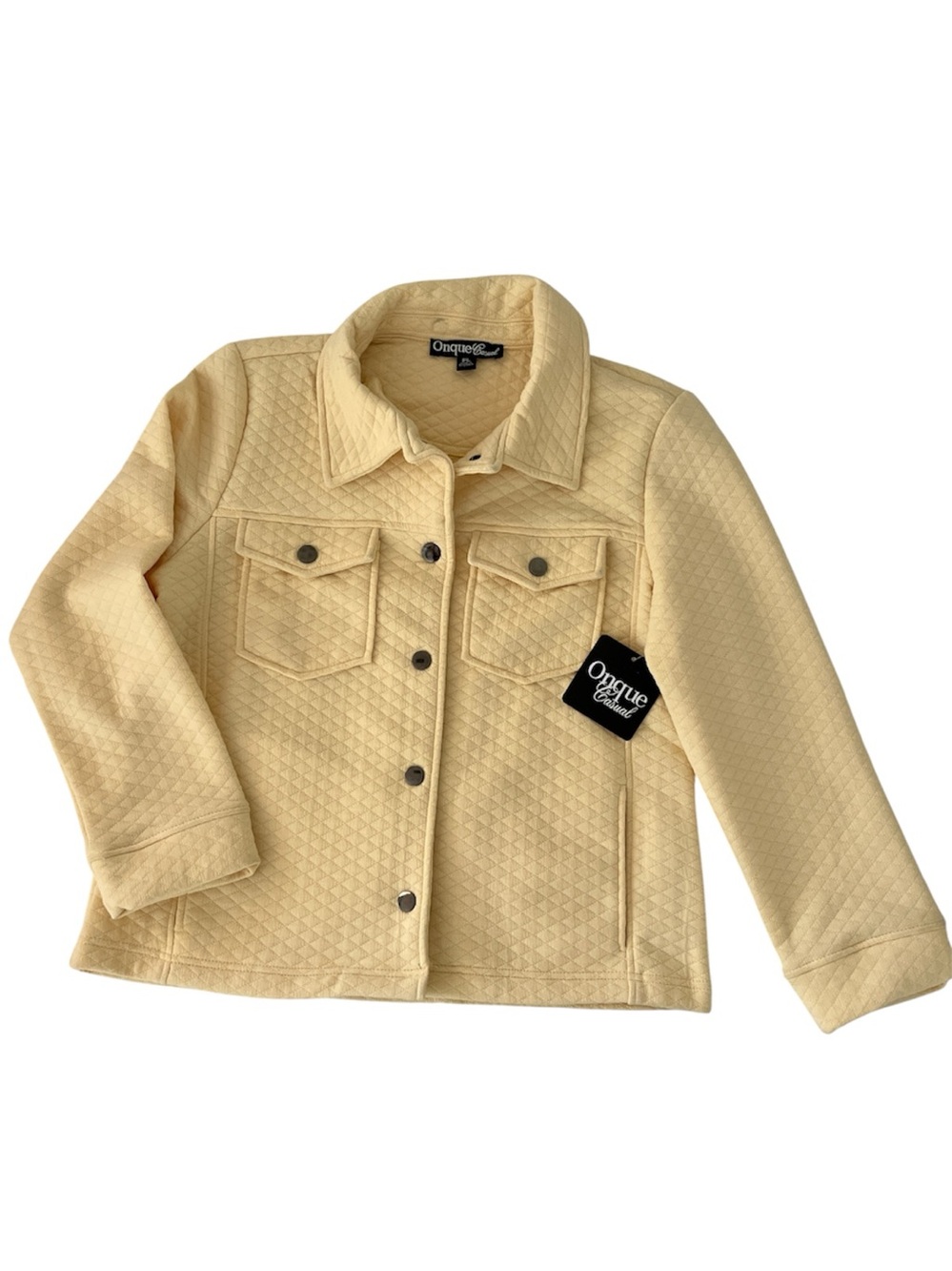Onque Casual Ladies Pale Yellow Lightweight Casual Textured Jacket Size PL